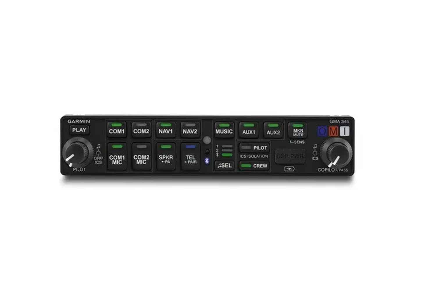 Garmin GMA 345 Audio Panel, digital, front view